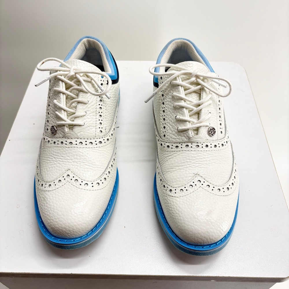 G/FORE Gallivanter Womens Golf Shoes White Blue Leather Wingtip G4LS21EF08 7.5
